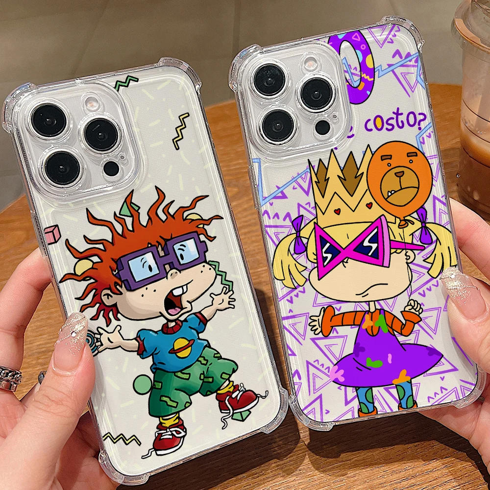 Playful Cartoon Rugrats Phone Case - Durable Clear TPU Cover with Anti-Fall Protection