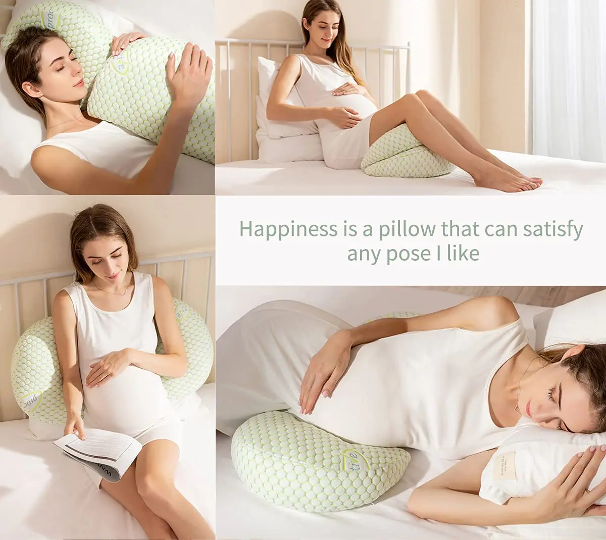 Soft Pregnancy Pillow U-shaped Pregnant Body Pillow for Side Sleep Maternity Lumbar Support Detachable Adjustable Washable