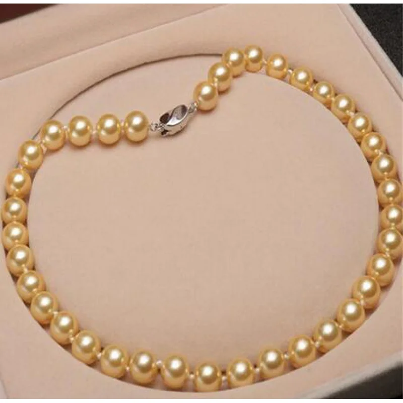 A  Natural Shell Pearl Necklace 8mm White Pink Color Sea Shell DIY Hand Made Fashion Jewelry