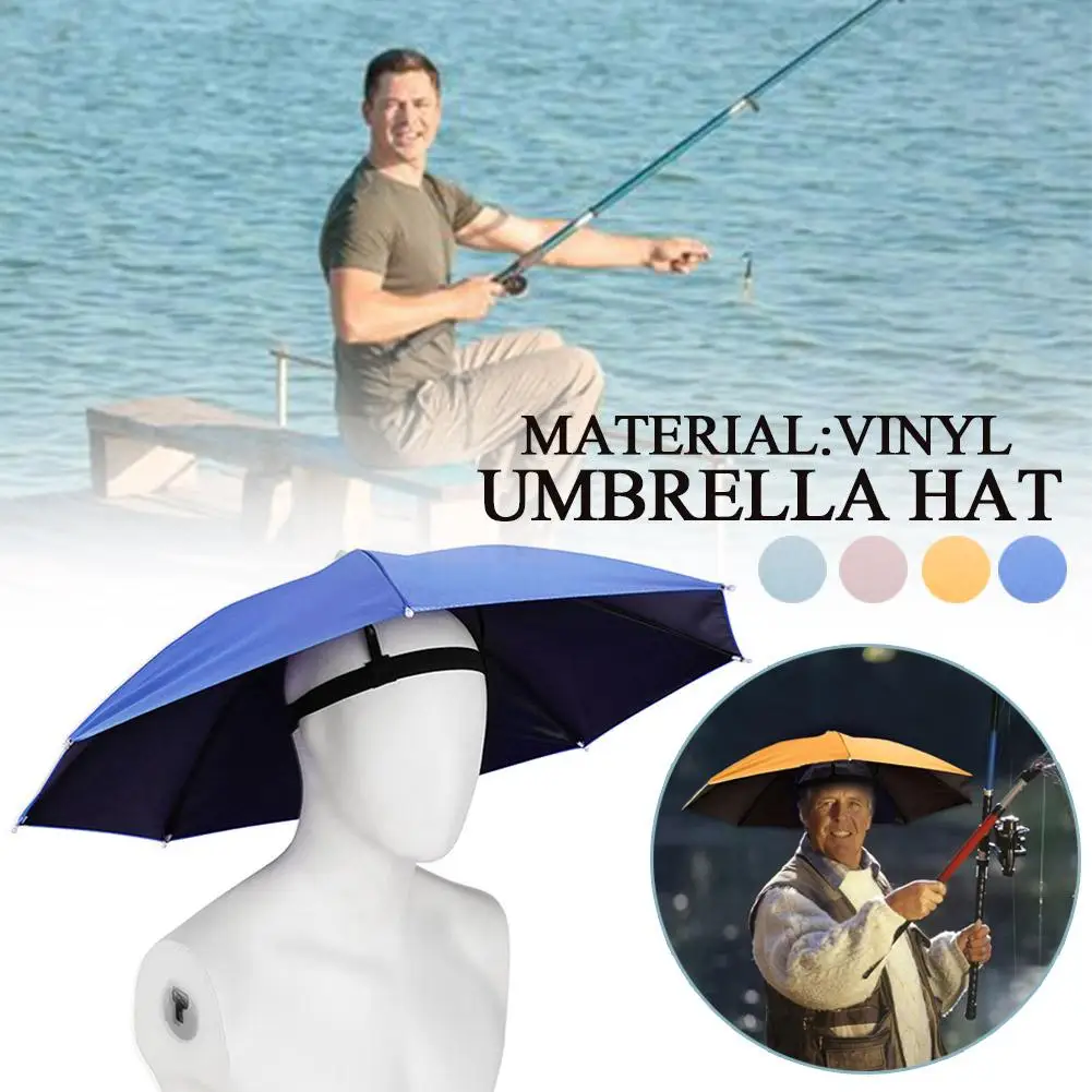 Portable Rain Hat Fishing Umbrella Sun Shade Camping Beach Headwear