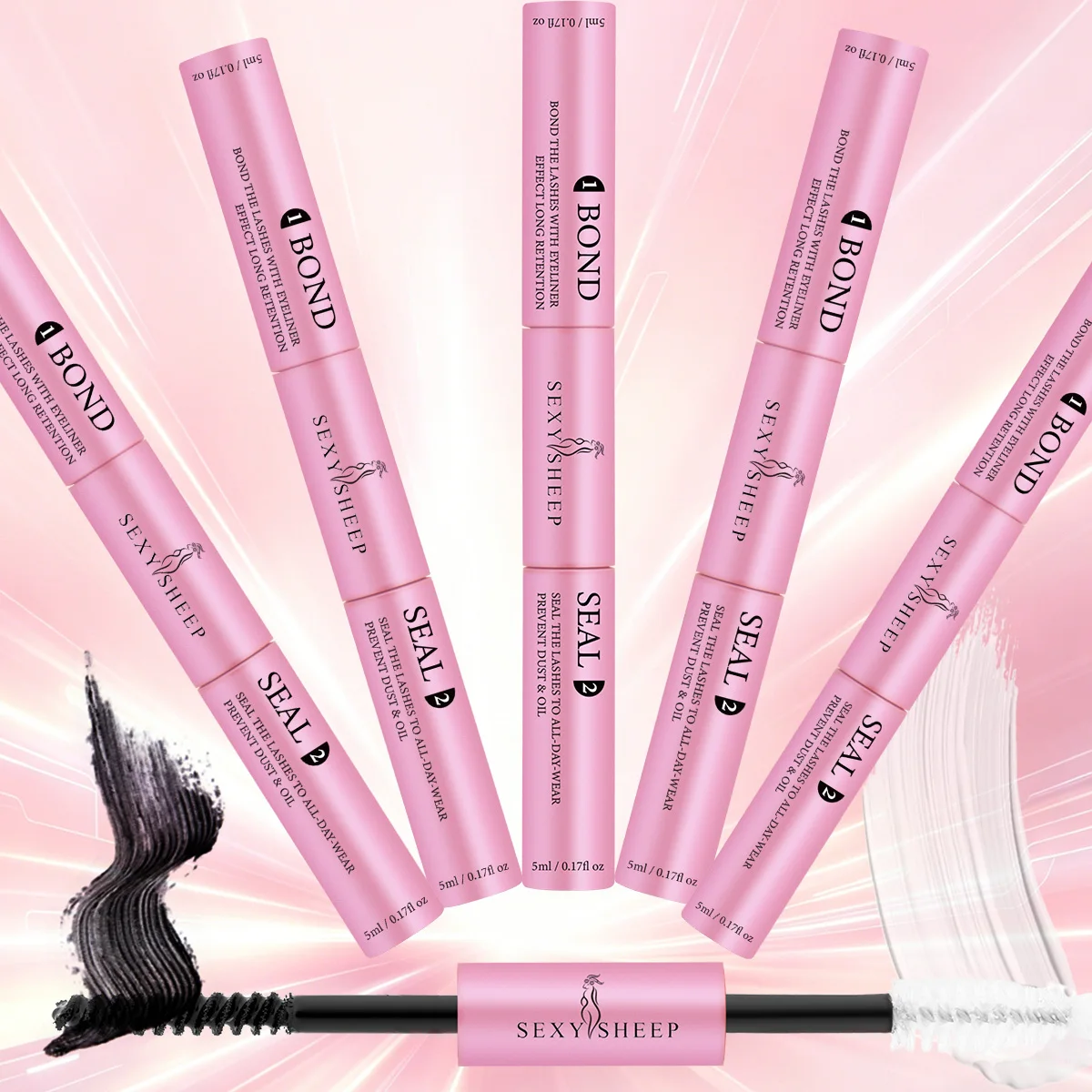 Lash Bond and Seal 2 in1 Waterproof for Lash Clusters Non-Irritating Lash Glue for DIY at Home Long Lasting Strong Hold
