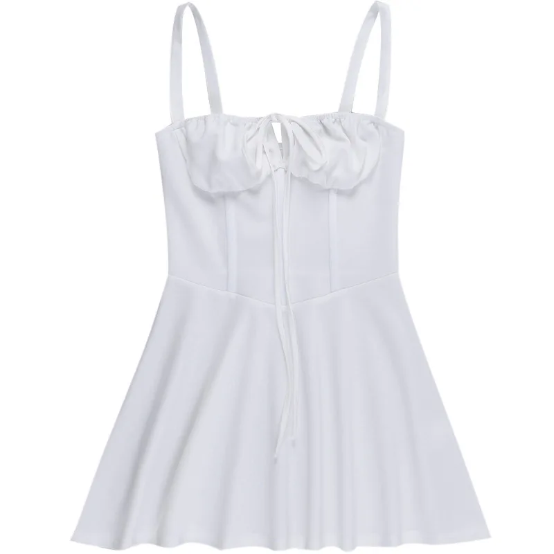 Sexy Spaghetti Strap Bodycon Lace Up Women Dress Fashion Bag Hip Skirt Sweet Party Evening Dress Elegant Slim Vestido