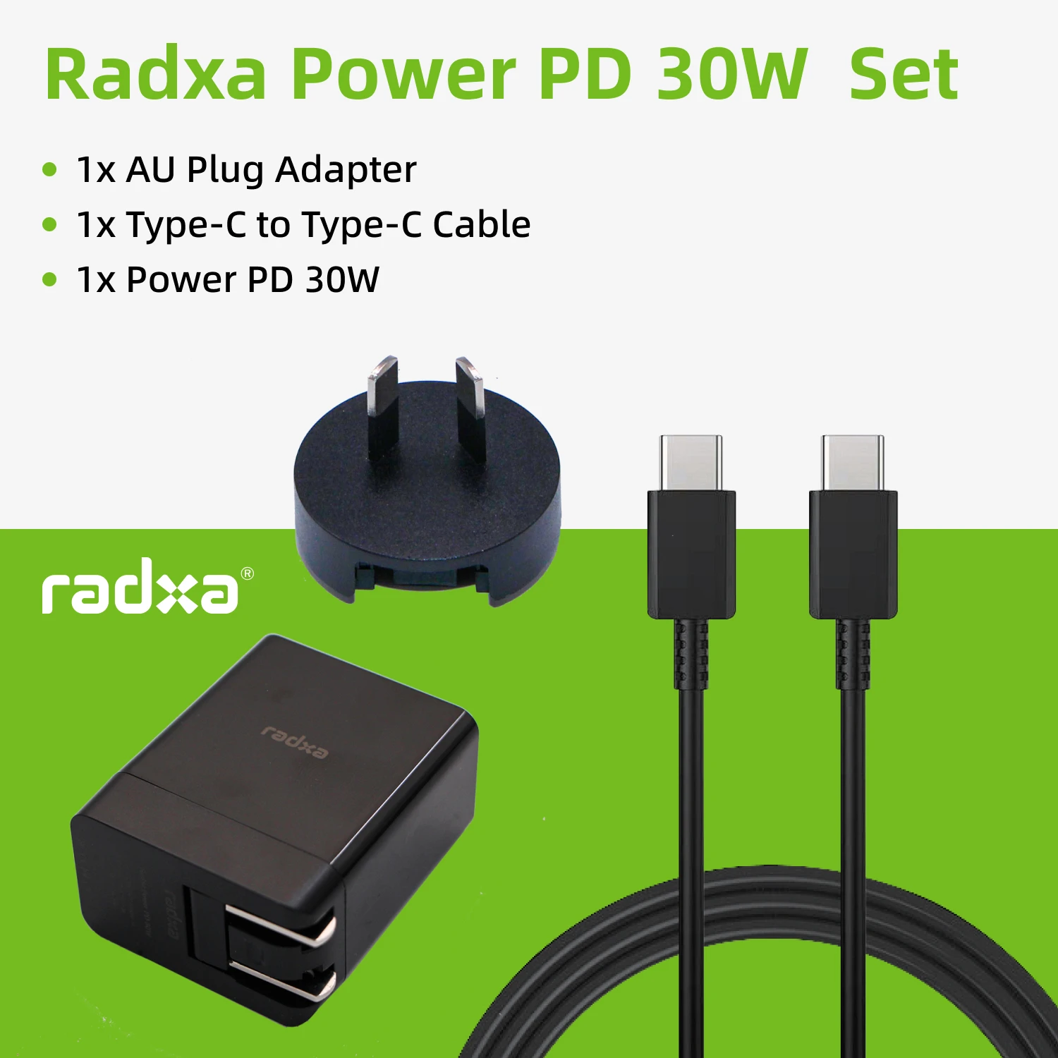 Radxa Power PD 30W and Power Plug Adapter EU/AU/UK and C to C Cable for PD 30W-normal power adapter