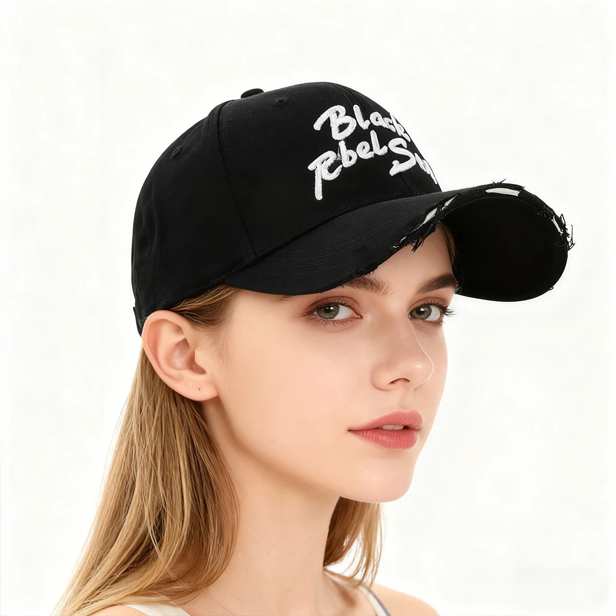 American Retro Letter Gray Baseball Cap for Women, High-End Wide Brim, Large Head Circumference, Makes Face Look Smaller, Versatile Duckbill Hat for Men, Sports