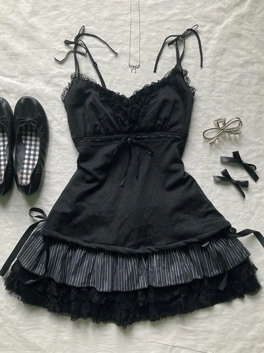 Y2k Skirts Summer Sexy Sweet Girl Clothes Bow Punk 2000s Kawaii Casual Cute Skirt Bottom Korea Gothic High waist Women Skirts 3