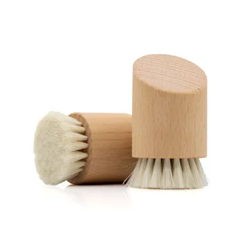Manico in legno Setola per il viso Spazzola per la pulizia della lana Pulito manuale Morbido massaggiatore per il viso Spazzola per la pulizia dei pori della pelle Spazzola per la cura del viso Strumento di bellezza