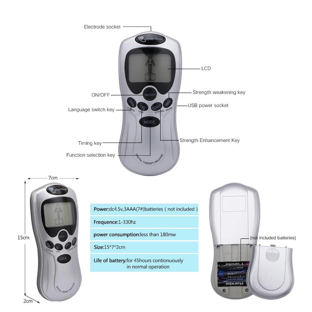 EMS TENS Unit Health Herald Digital Therapy Machine Acupuncture Pen Meridians Laser Meridian Energy Body Massage Pen Health Care — view 2