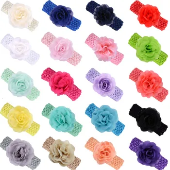 Morbido elastico per capelli Fascia per capelli Fascia per capelli Arco Turbante Bambini Neonato Copricapo Accessori per bambina Fiore Puntelli per foto Rosa 1