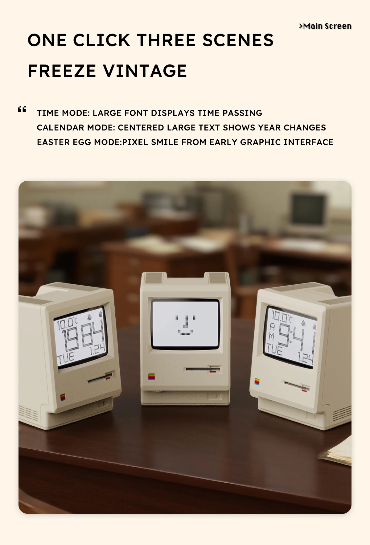 RayCue Maclock Retro Pixel Alarm Clock