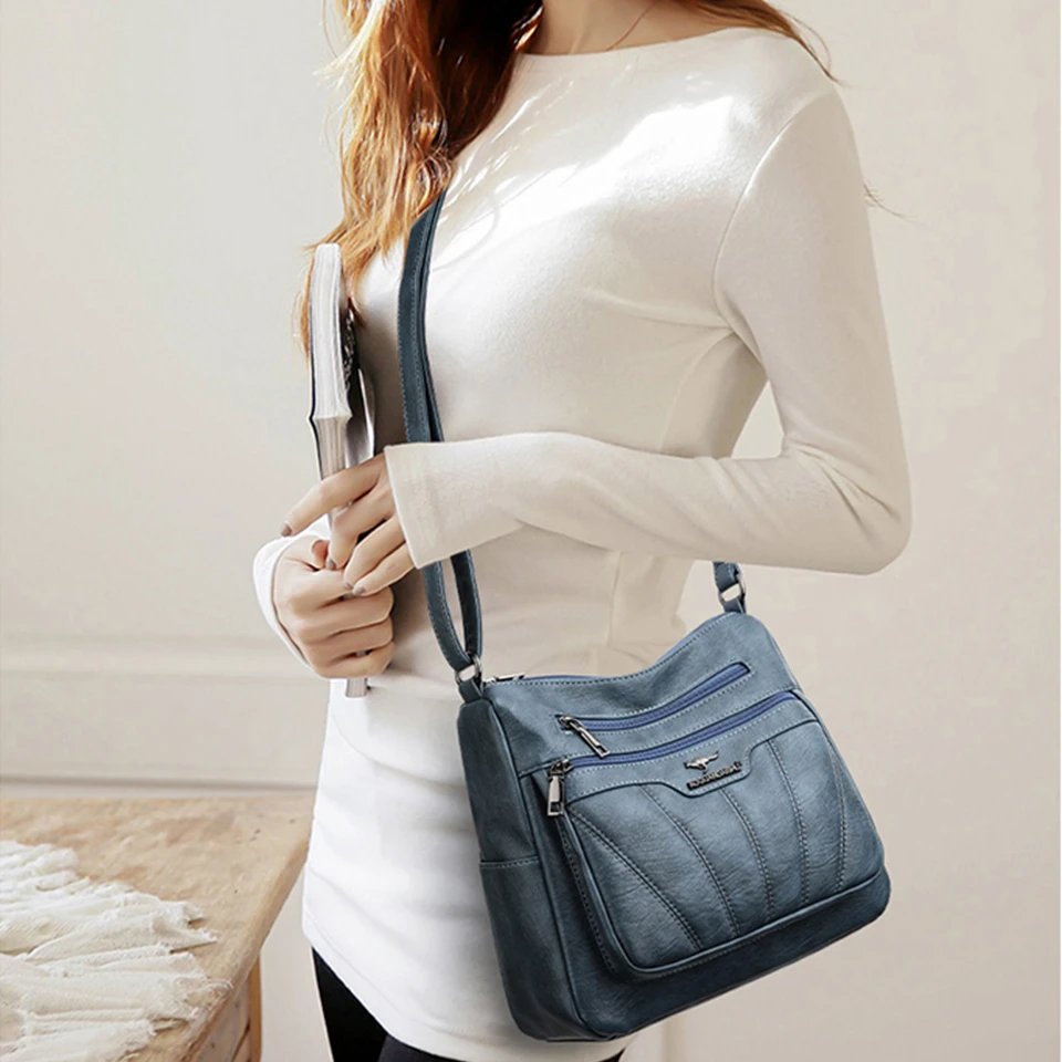 محافظ وحقائب يد فاخرة من الجلد الناعم للنساء ، حقي...