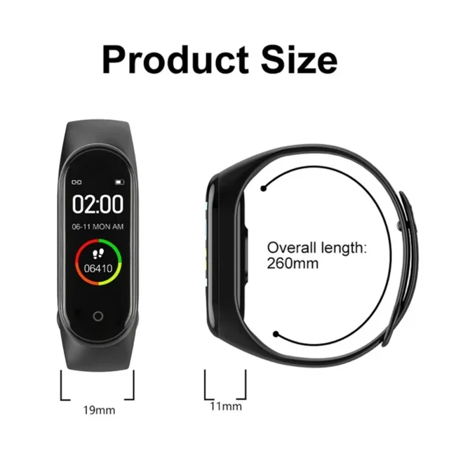 Bluetooth M4 Smart Band LED Screen Sports Pedometer