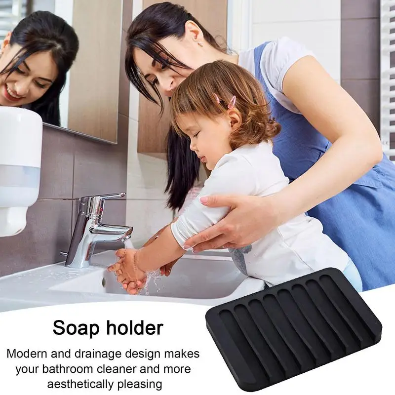 Soap Dish Shower Waterfall Black Stainless Steel Soap Tray Self Adhesive Bar  Soap Holder with Drain for Shower Bathroom Kitchen - AliExpress