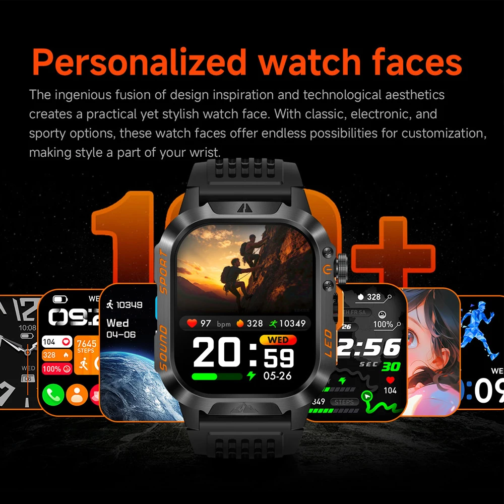 2026 New Military-grade GPS Position Smart Watch Men Map Navigation Compass 100+Sports Waterproof Swim 1200mAh Smartwatch 5