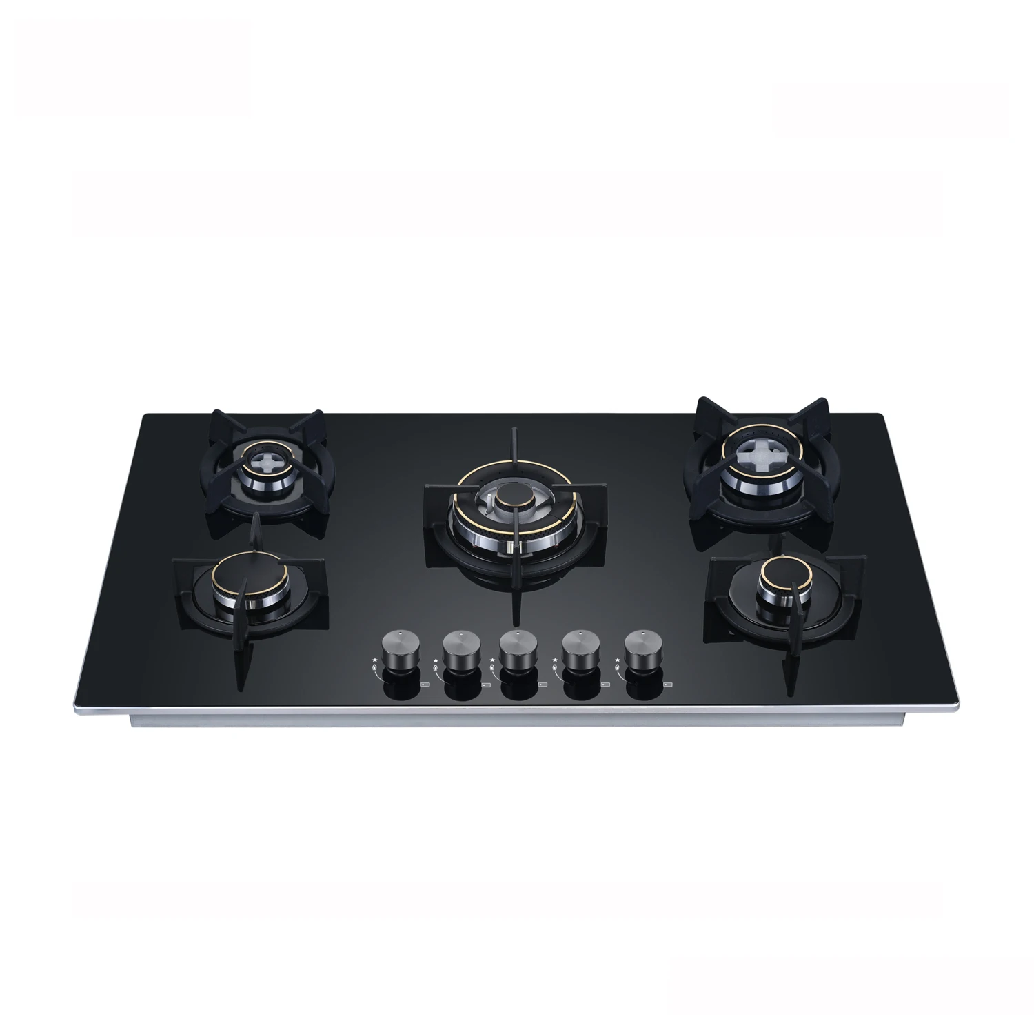 Factory Black Tempered Glass 5 Burner Gas Cooker Stove Hot Selling Gas Cook Tops