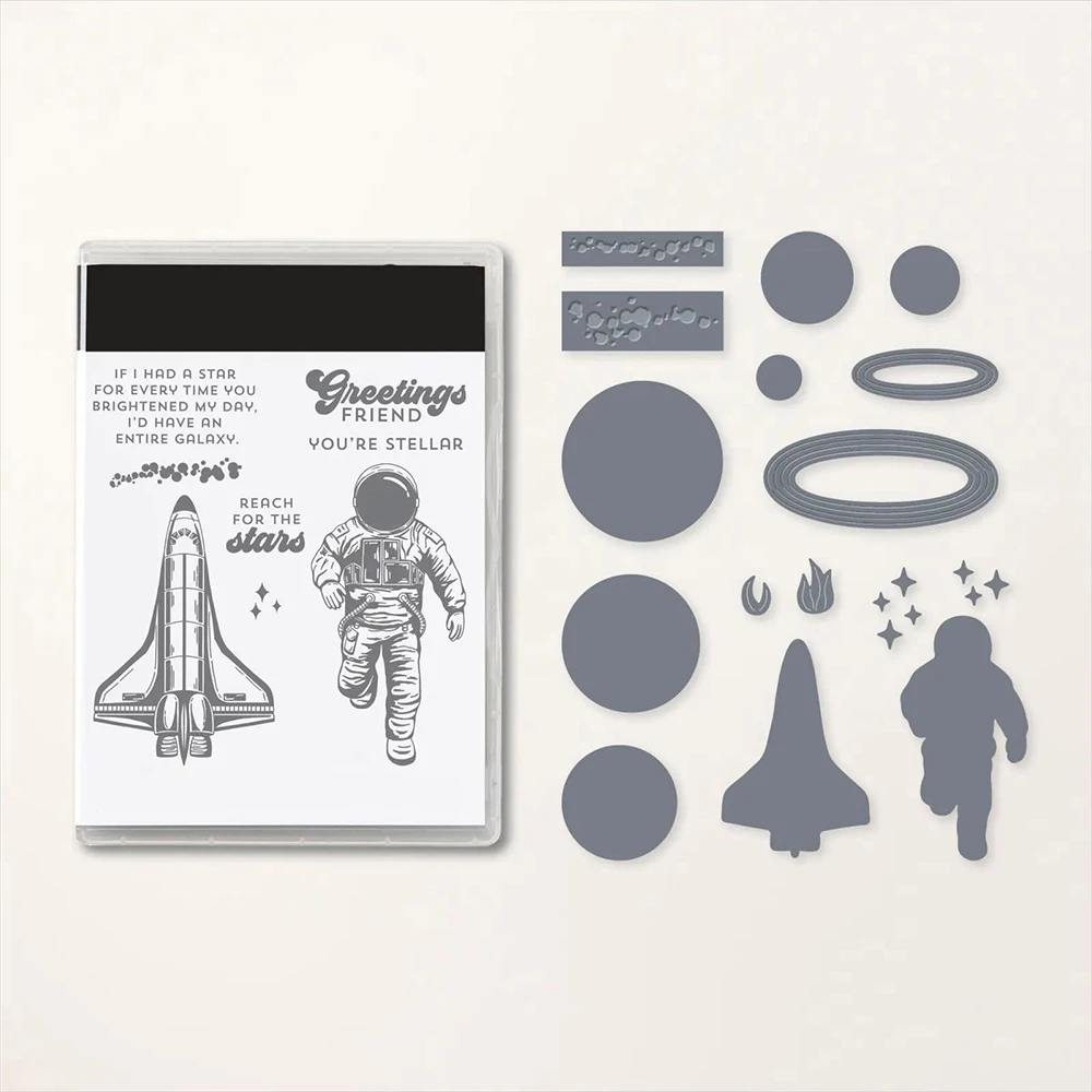 

New Arrival Astronaut Metal Cutting Dies Sets and Clear Stamps for DIY Scrapbooking Card Crafts Making Photo Album Decor