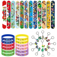 Cartoon Party Favor Keychain Set Supplies Anime Marios Figure Cartoon Fashion Braclet Sticker Birthday Christmas Favor Bag Gift 1