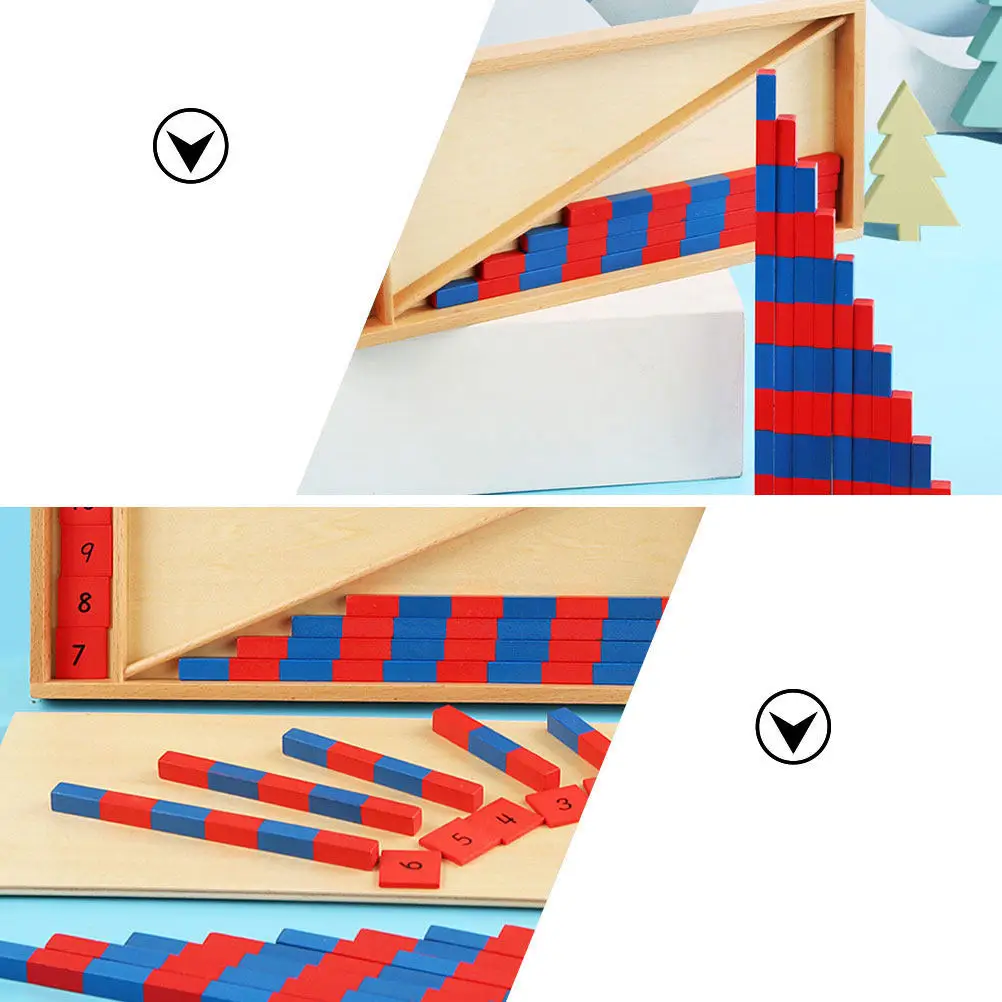 1세트 어린이용 숫자막대 세트 빨간색과 파란색 숫자 막대 유치원 수학 학습 도구, 숫자 세기 능력, 덧셈, 뺄셈 연습용