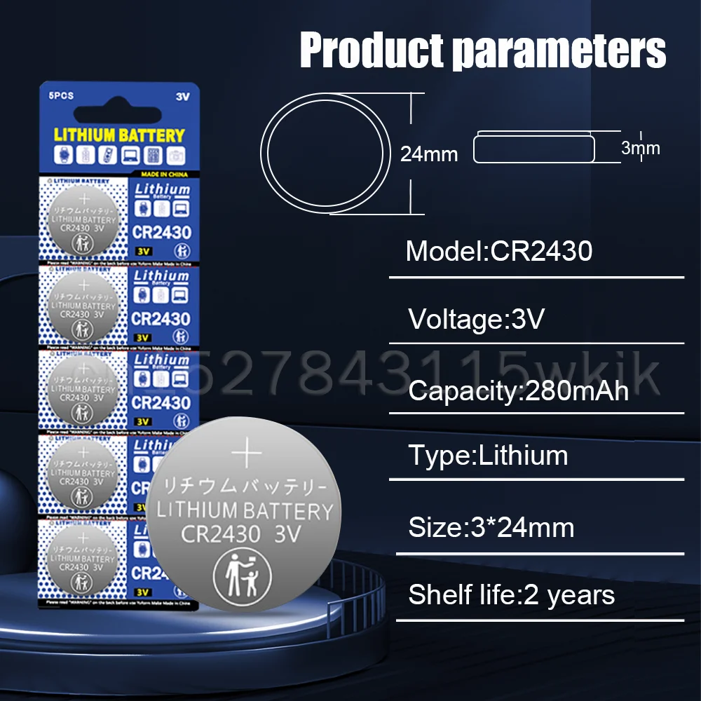 Pile au lithium 3V CR2430 CR 2430 24.com pour voiture, télécommande,  horloge, carte mère, montre DL2430, BL2430, bouton, cellules - AliExpress