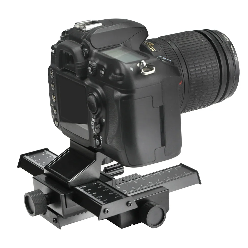 Camera Head Adapter RYH 4 Way Macro Focusing Rail Slider For Canon Sony Nikon Pentax Close-Up Shooting Tripod Head 1/4 Screw DSLR Camera