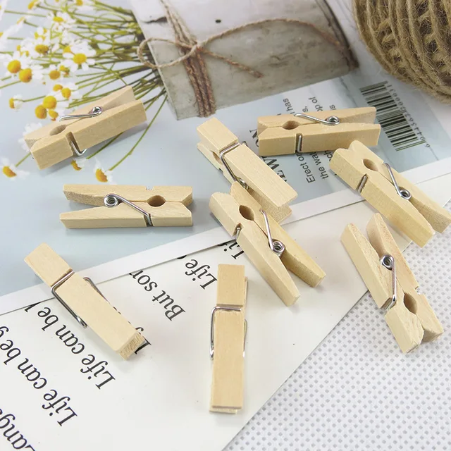 10/20/50/100 Pcs Mini 25 Mm Természetes Fából Készült Klipek Fotó Ruhacsipeszes Esküvői Parti Fa Csapok - Image 4