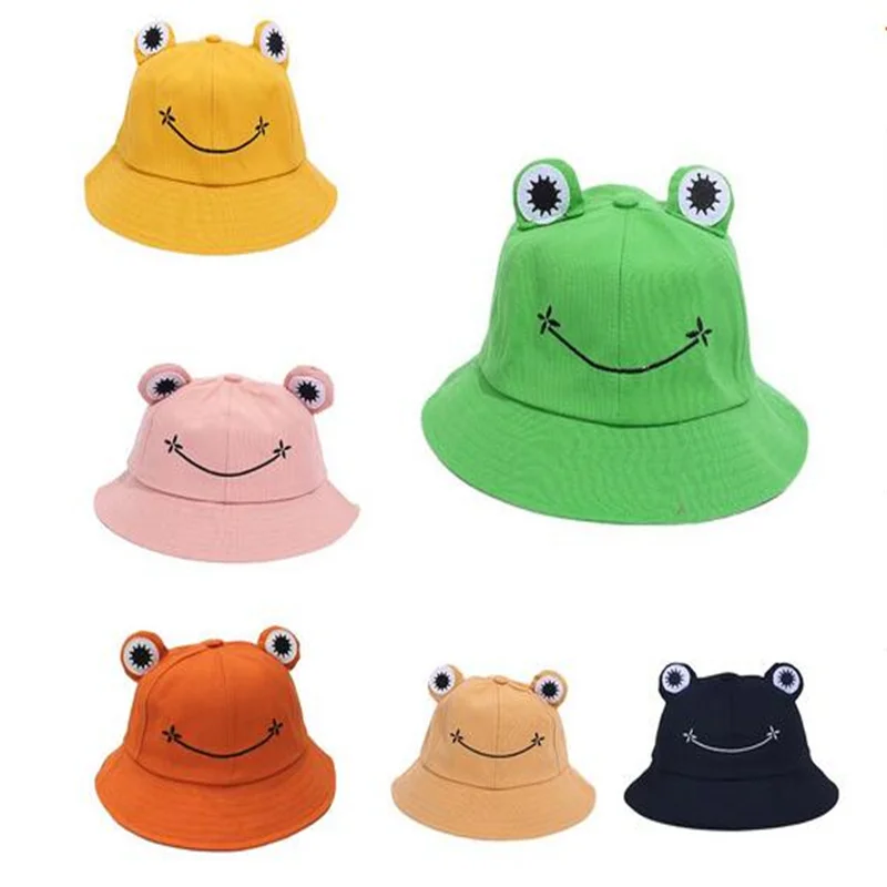 

Child-Parents Frog Bucket Hat For Women Summer Autumn Plain Female Panama Outdoor Hiking Beach Fishing Sunscreen Woman Bob Caps