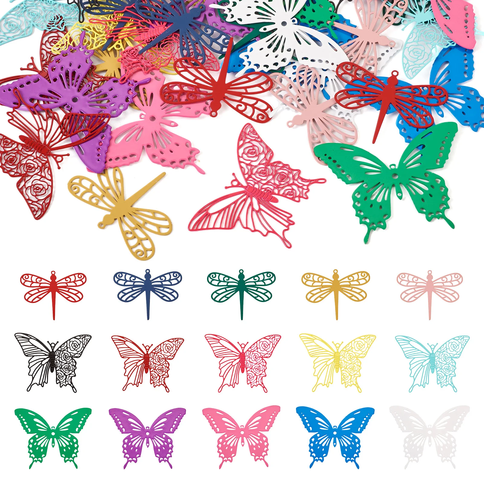 

30pcs Colorful Butterfly Dragonfly Pendants Insects Stainless Steel Charms for Diy Women Earrings Necklace Jewelry Making Crafts