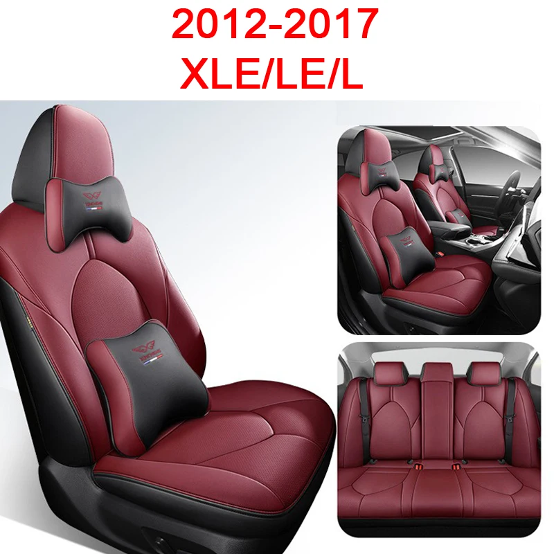 thumbnail image 1 of Fundas de asiento de coche personalizadas para Toyota Camry 2012 2013 2014 2015 2016 2017 con reposacabezas y almohada para el cuello, funda protectora para asiento de coche, 1 of 5