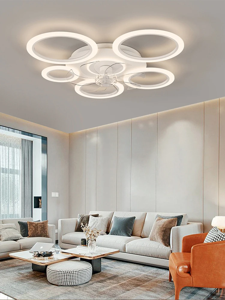 Modern White/Black Ceiling Fan Light for Living Room Dining Room Bedroom Induction Dimmable Round Acrylic Ceiling LED Fan Light ceiling fan led ceiling fan lights led fan light led ceiling lights