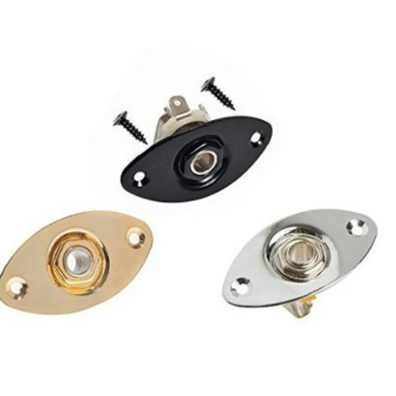 Chrome Oval Output Jack Plate 1pcs Chrome Oval Output Jack Plate Jackplate Socket W/Jack for Electric LP Guitar Guitar Accessories