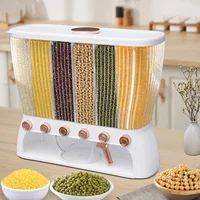 Six-Grid Dry Food Dispenser, Large Capacity Grain Storage Container, Removable Lid with Sealing Ring, 10kg/22.05lbs for Kitchens 2