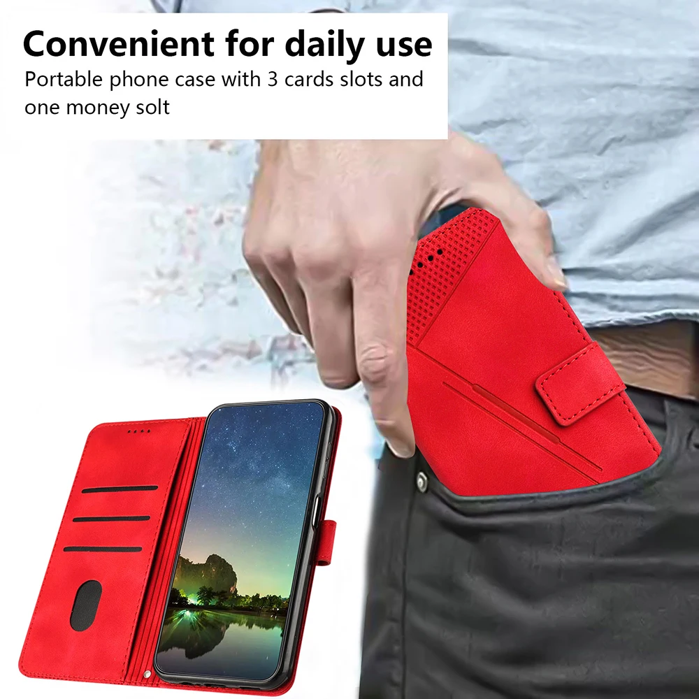 Geometric Leather Wallet Flip Case with Card Holder