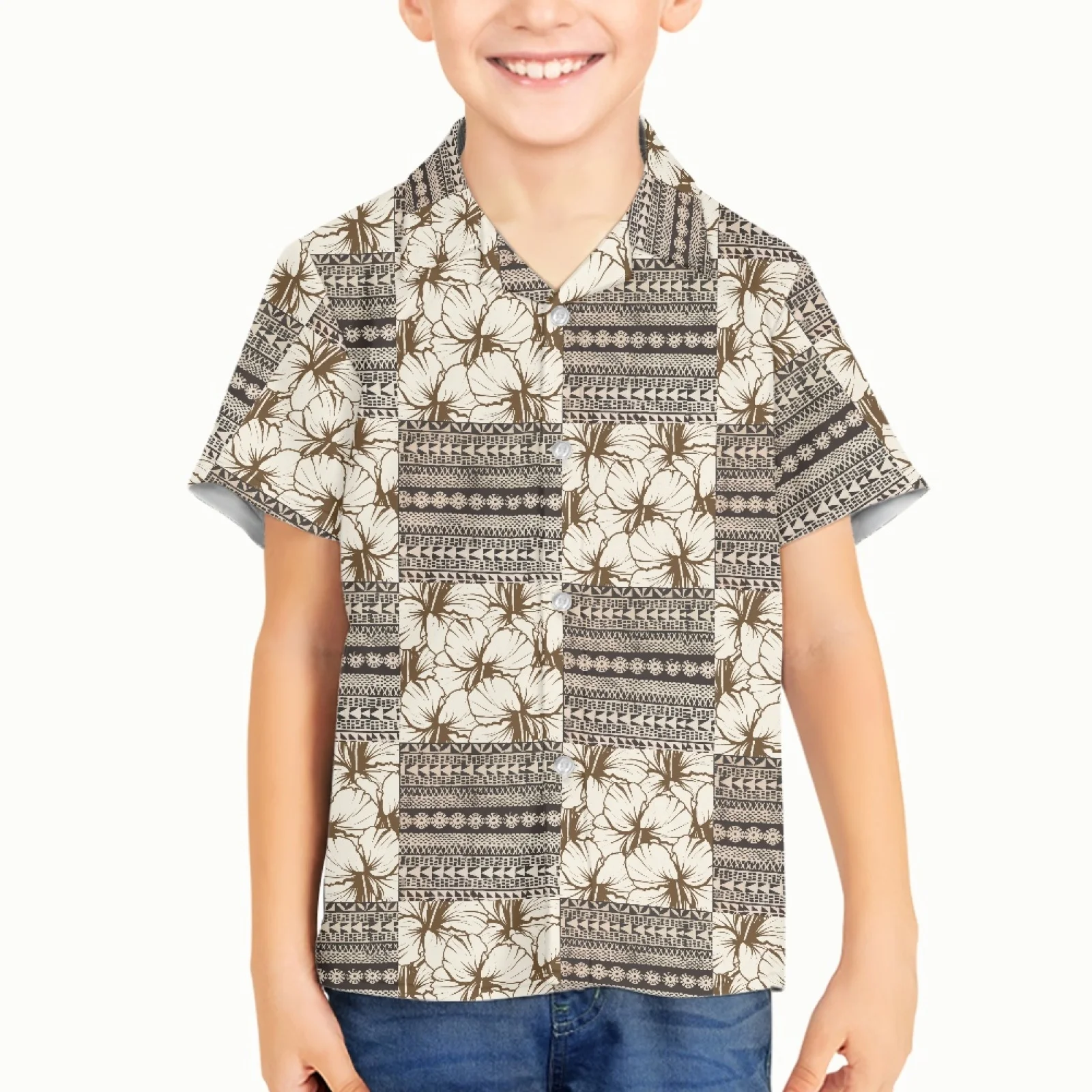 

Kid Boy Polynesian Tribal Samoan Totem Tattoo Samoa Prints Baby Boys Shirts School Blouse Cardigan Shirt For Toddler Children