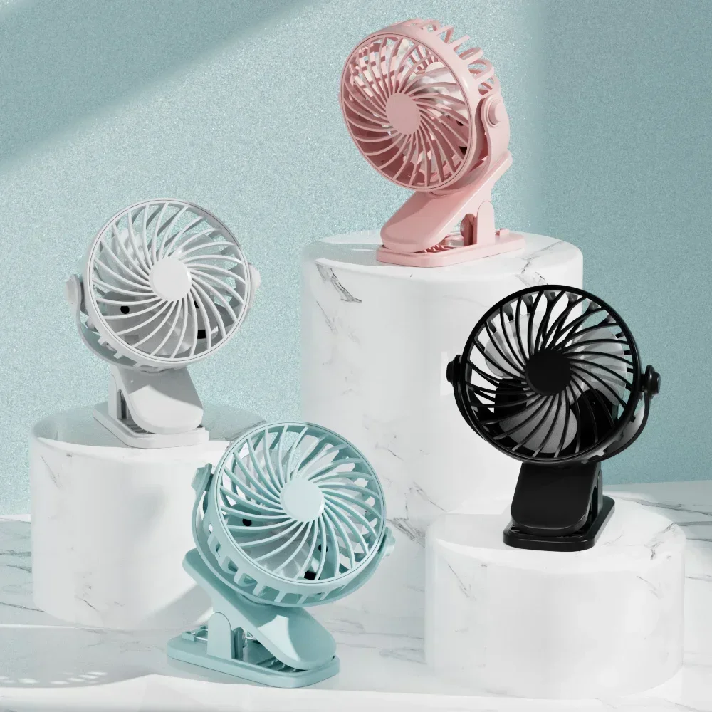 Portable USB Clip-On Desk Fan - Quiet 3-Speed Personal Electric Fan for Office or Student Desk