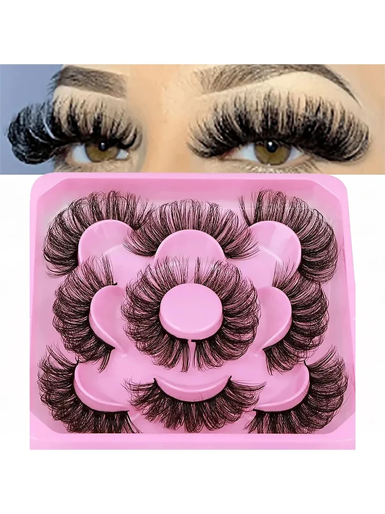 Description Picture 2 of item5 pairs of Russian curly false eyelashes, curled three-dimensional explosive hair, fluffy and slender eyelashes