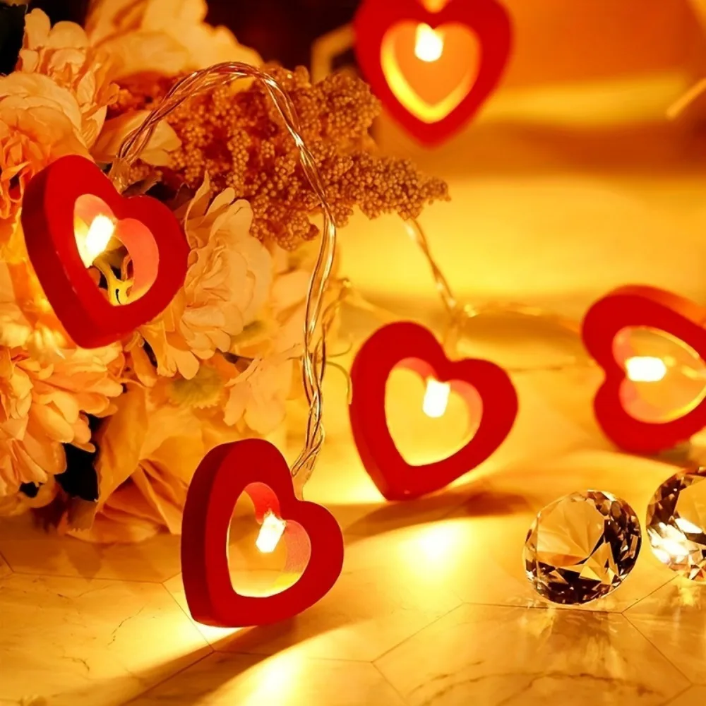 10pcs Love LED String Lights Suitable For Valentine's Day Wedding Christmas Garden Bedroom Party Decoration Without Battery 3