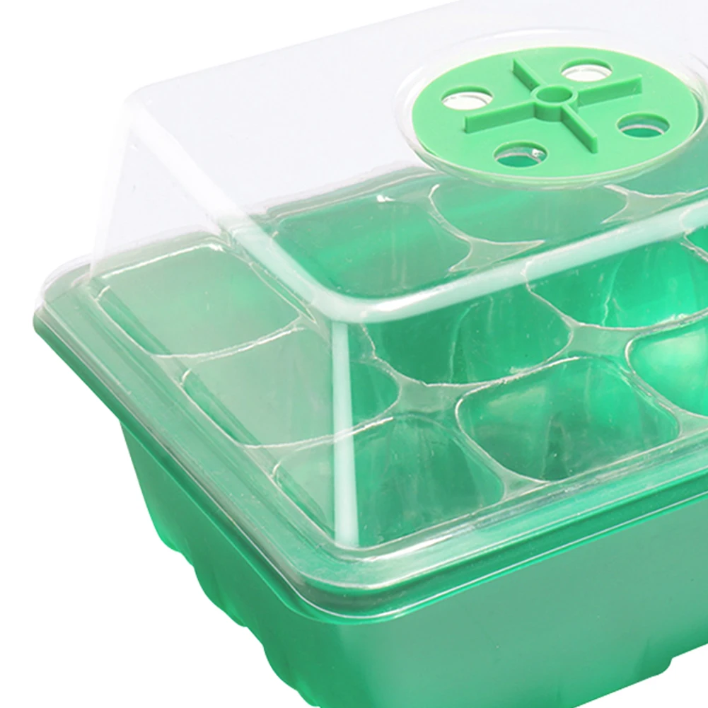 Seed Tray 12 Holes Cell Propagator Growth Thickening Seedling Start Growth Tray with Humidity Dome  For Greenhouse Plants