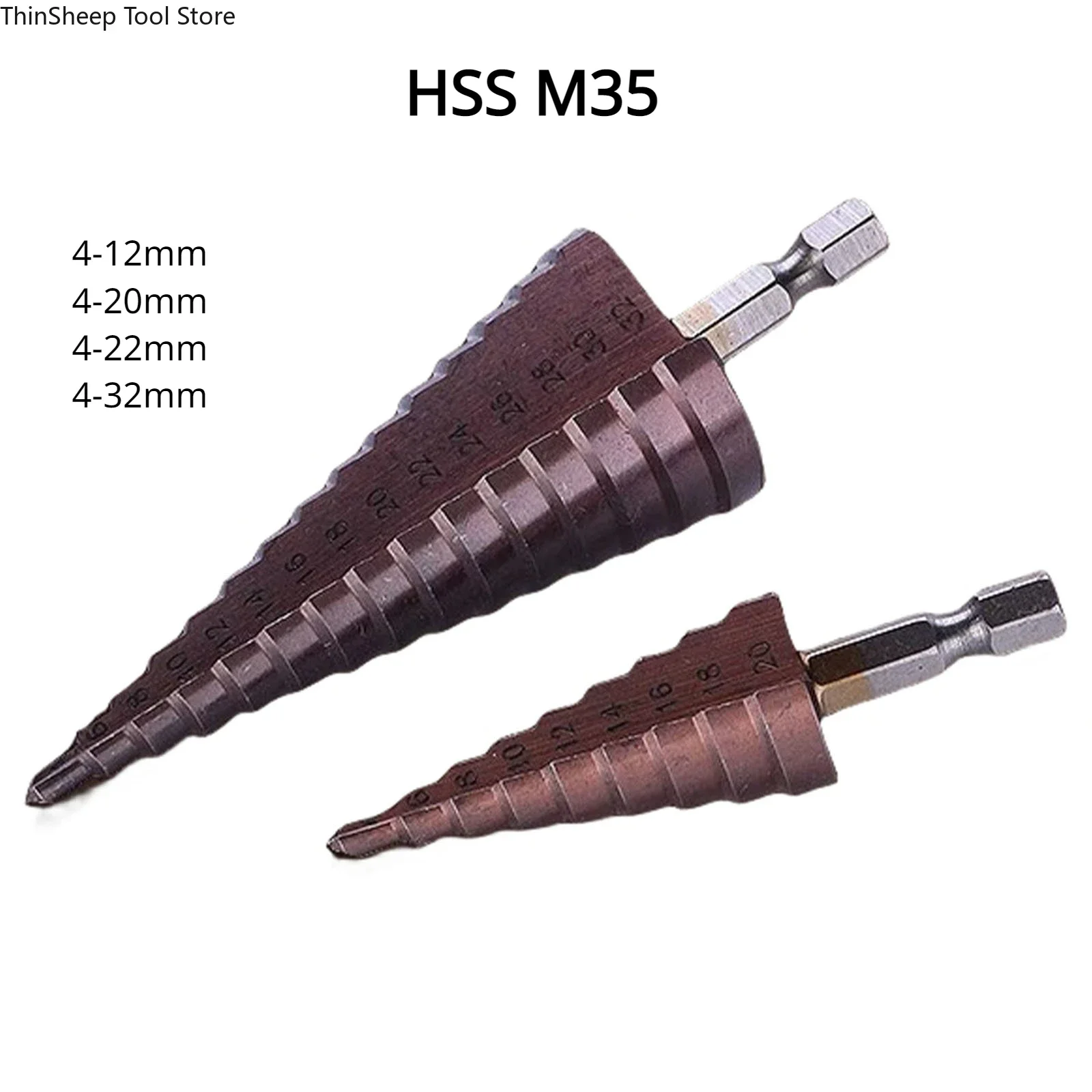 M35 HSS Step Drill Bit Coated with Straight Flutes Hexagonal handle Hole Cutter Tools Sale of High Hardness Hole Enlarger