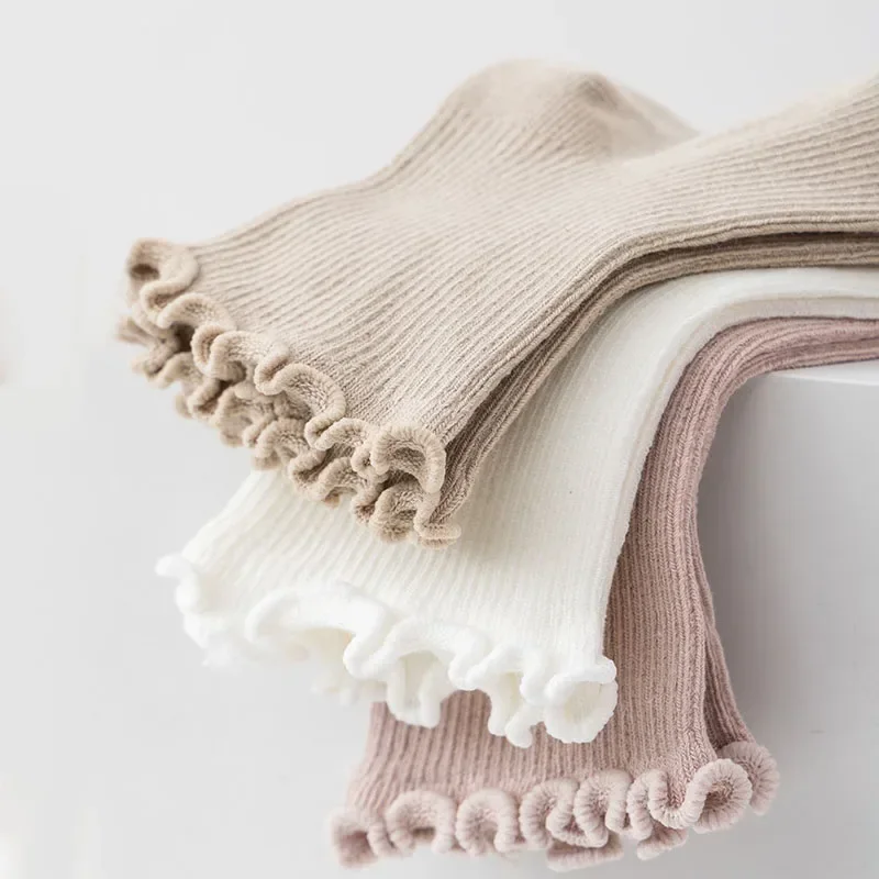 5Pair/lot New Boys and Girls Retro Solid Color Baby Socks  Milk Tea Color Toddler Casual Knitted Children Socks for 1-3Y