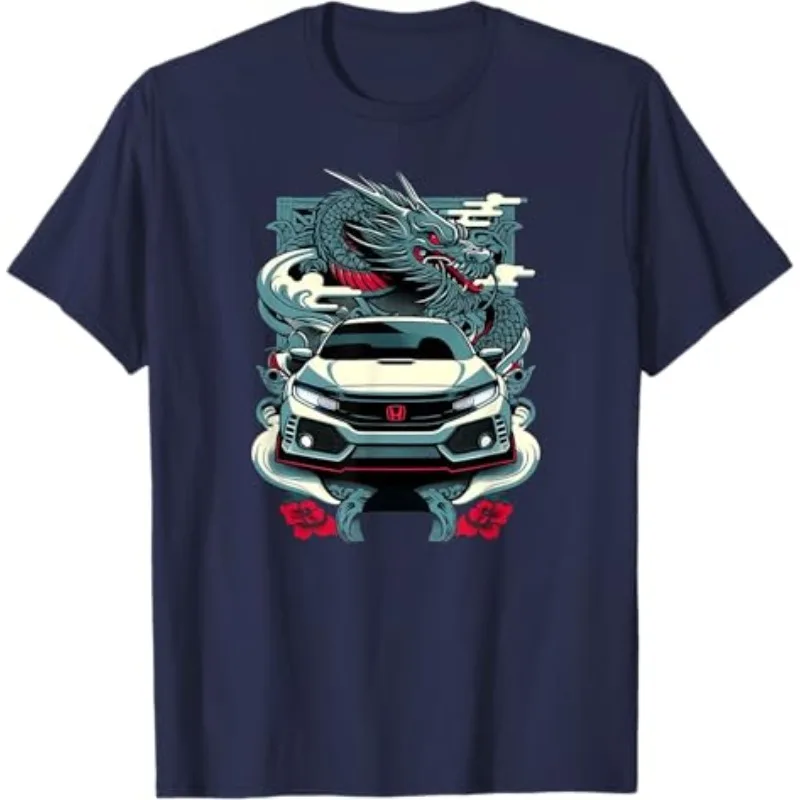 혼다 남성 및 여성 티셔츠 레이싱 오토바이 문화 셔츠 여름 새로운 시빅 타입 R 자동차 캐주얼 트렌드 반팔