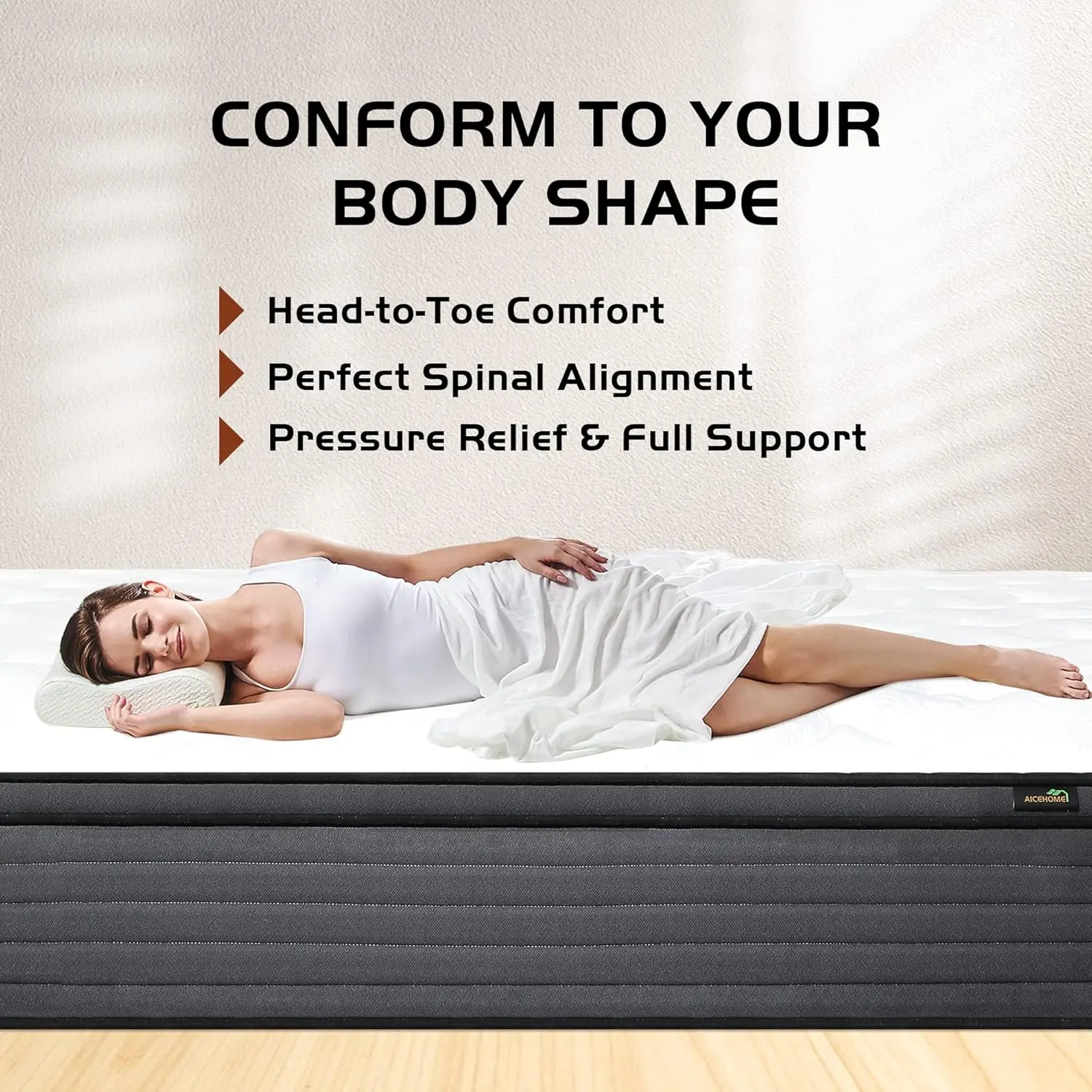 Full Mattress, Hybrid Mattress High Density Foam Individually Wrapped Pocket Coils Mattresses,Motion Isolation Medium Firm Full 5