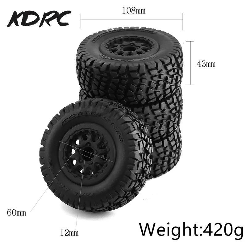 4pcs 108mm 1/10 Short Course Truck Tire Wheel Tyre 12mm Hex For Traxxas Slash Arrma Senton HuanQi 727 Vkar 10sc HPI HSP RC Car