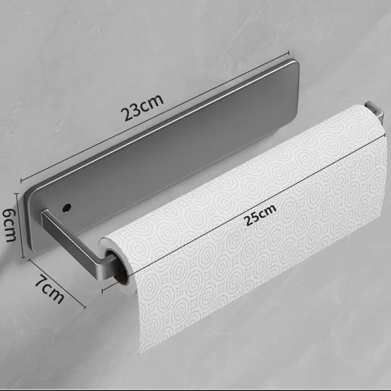 Kitchen Roll Stainless Steel Paper Holder Self Adhesive Bathroom Towel Rack No Punching Toilet Roll Paper Holder Storage Rack