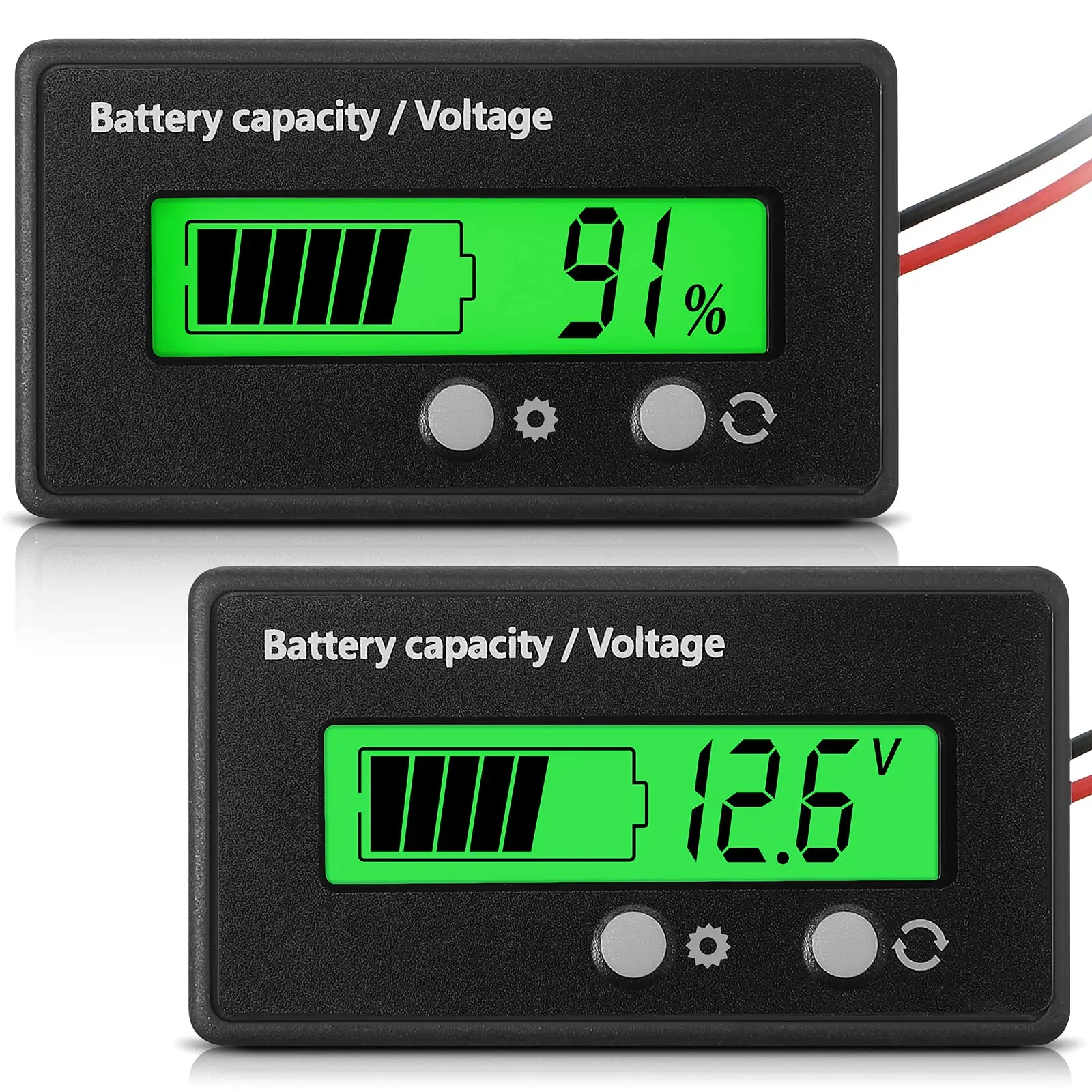 Medidor de bateria para carrinho de golfe, dc 12v 24v 36v 48v 60v 72v com alarme, configuração frontal e botão liga/desliga, indicador de capacidade da bateria