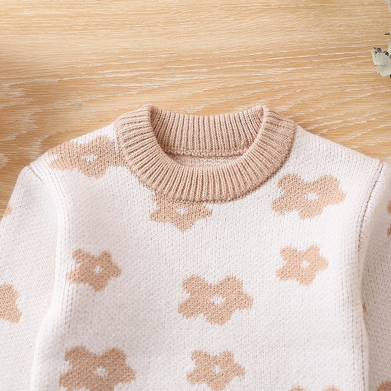 

Newborn Infant Baby Girl 3 Pcs Outfits Flower Long Sleeve Jumper Top Sweaters Shorts Headband Clothes Set