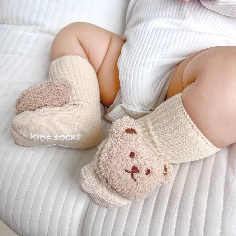 

Korean Cute Baby Socks Cartoon Bear Doll Knitt Long Sock for Newborn Boys Girls Soft Cotton Infant Toddler Middle Tube Socks