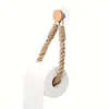 Hemp rope tissue holder, solid wood rope weaving, towel storage rack, creative wall-mounted toilet paper holder 5
