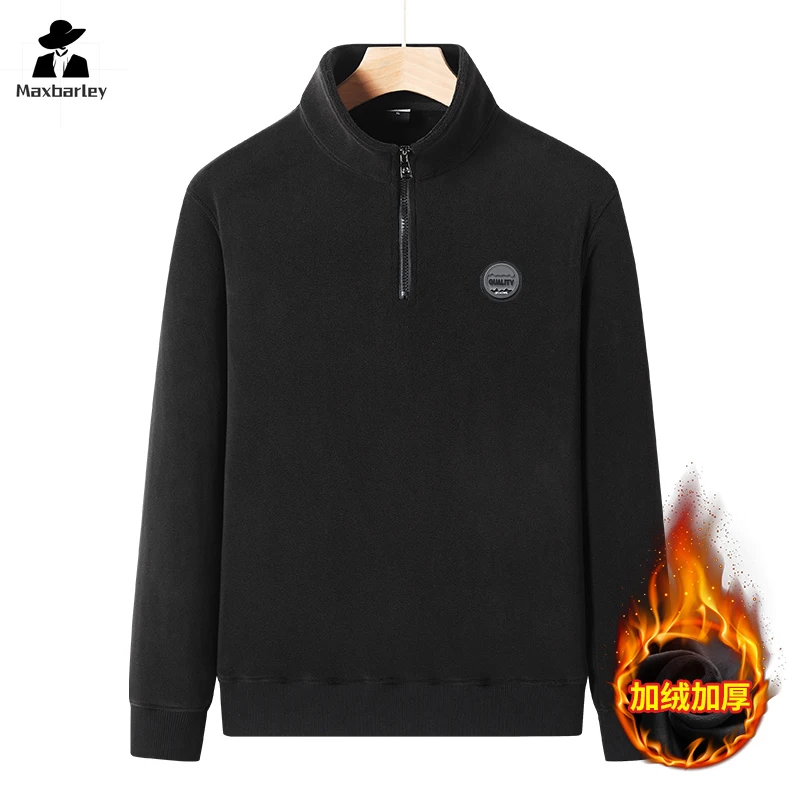 L-9X Sweatshirt Men's Autumn and Winter Retro Climbing Fleece Warm Half Zip Coat Casual Outdoor Camping Fishing Pullover Hoodie