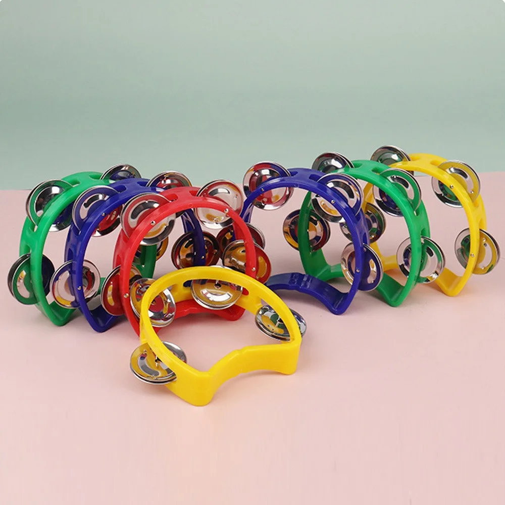 1pc Plastic Percussion Tambourine for Adults Hand Tambourine Musical Instrument 4 Bells on ABS Tambourine Musical Rhythm Instrum