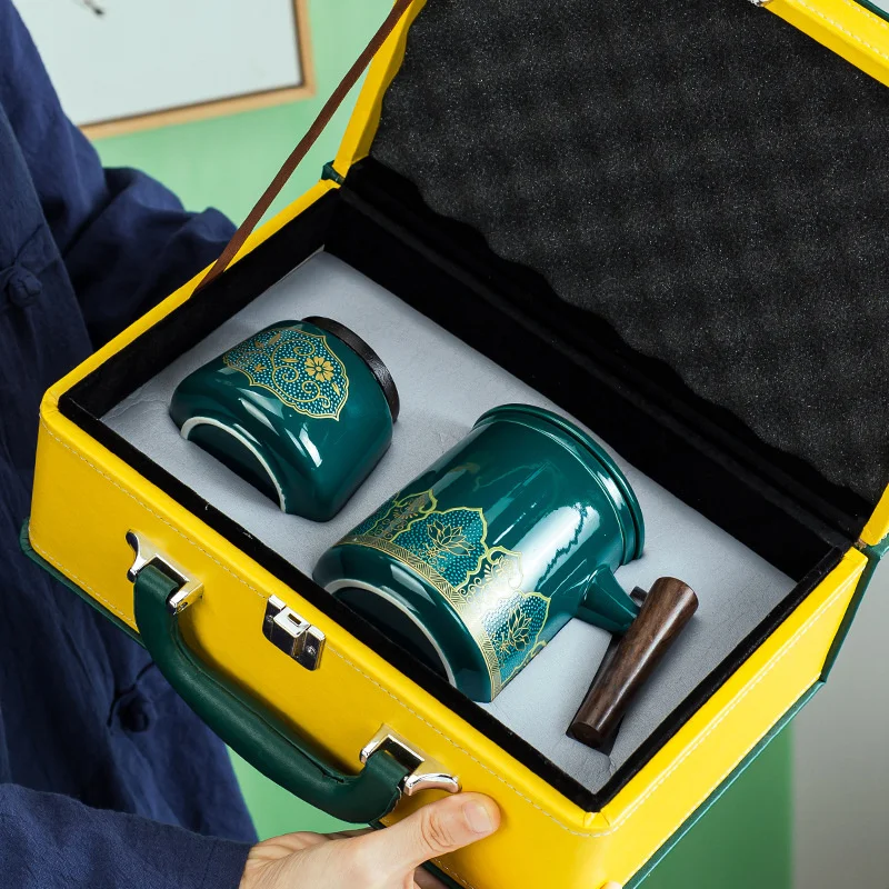 

Керамическая кружка с крышкой, набор для чая, кофе, кружки для офиса, деловых поездок, путешествий, чашка для чая, практичная разделительная чашка, подарочная коробка