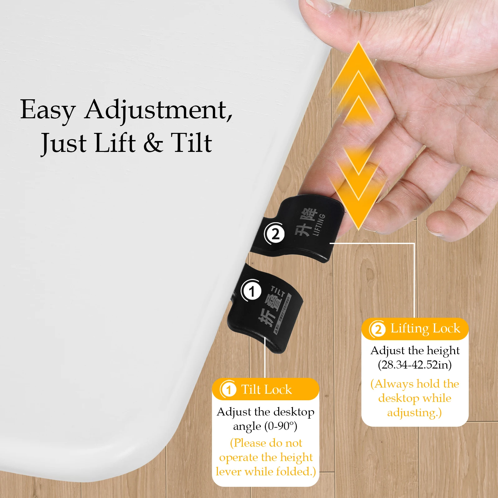 Pneumatic Laptop Standing Desk Sit Stand Up Down Rolling Lifting Office Computer Table 90 Degree Tiltable Home Wood Study Table